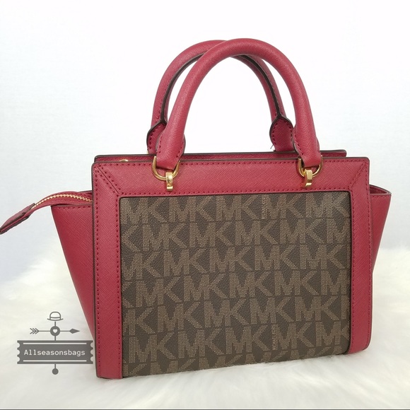 Michael Kors Small Tina satchel brown cherry bag - Picture 5 of 8